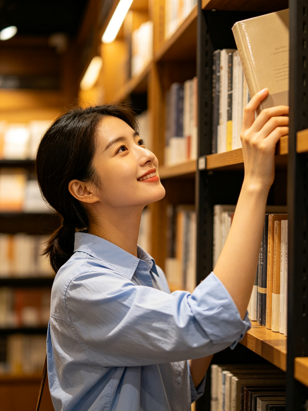 书店里安静记录生活的女孩